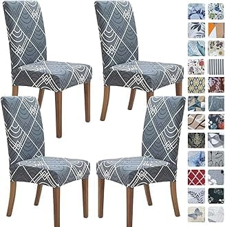 SPRINGRICO Chair Covers for Dining Room Set of 4, Stretch Dining Chair Cover, Washable Spandex Kitchen Parsons Chair Slipcovers, Removable Seat Protector for Home or Party (4 Pack, Bora Bora)