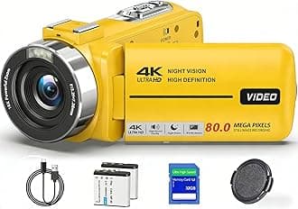 Camcorder Video Camera 4K 80MP Ultra HD Vlogging Camera for YouTube 18X Digital Zoom Recorder IR Night Version 3.0" IPS HD Screen With Handheld Stabilizer, Microphone, Remote Control and 32GB SD Card