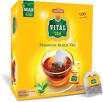 Vital Premium Black Tea Bags – 100 Count (2g Each) – Handpicked Kenyan Loose Leaf Blend – Rich & Smooth Black Chai – Double Chamber Tea Bags for Milk or Plain Tea – Strong Aroma – Vital tea bags 100 ct