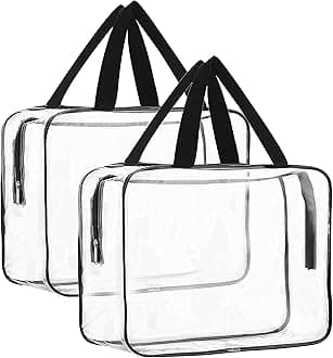 TULMAN PVC Transparent Travel Toiletry Bag Cosmetic Makeup Organizer Hand Bag Kids Toys Storage Organizer Bag for Home- (30x22x8 cm), Transparent, 2 Pack, Travel Accessories