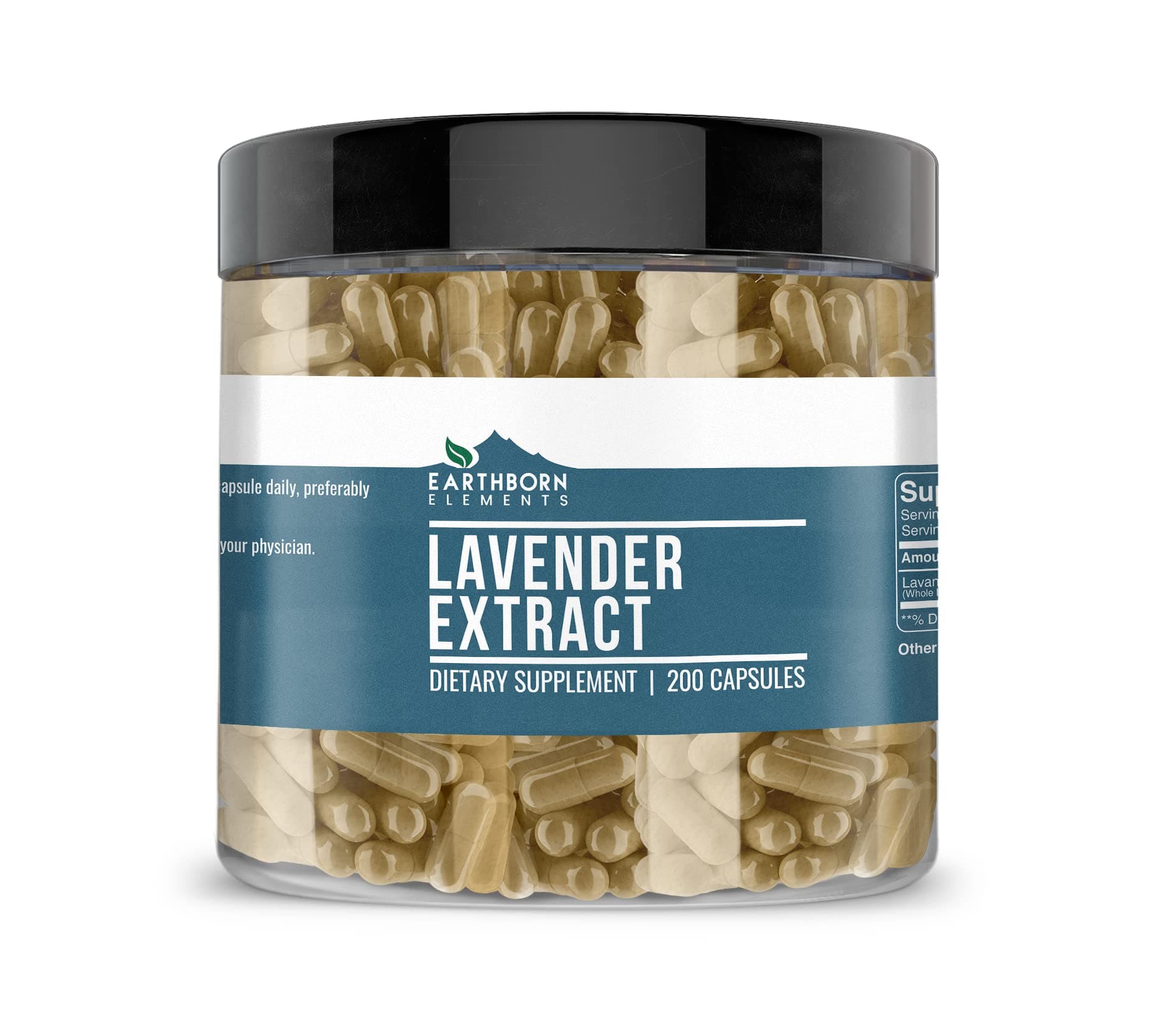 Earthborn Elements Lavender Extract 200 Capsules, Pure & Undiluted, No Additives