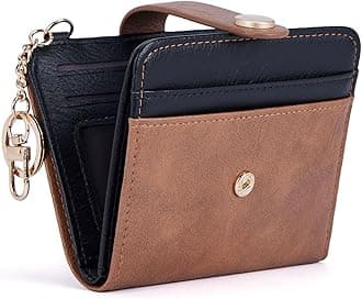POIUGOYA Slim Wallet for Women, RFID Blocking Credit Card Holder with Coin Pocket, ID Window and Key Chain