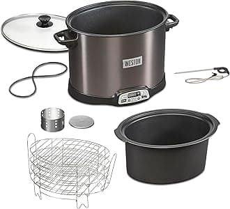 BRANDS 2-in-1 XL Programmable Slow Cooker & Electric Indoor Smoker, 10 Quart, With 3-Tier Smoking Rack for Meat, Cheese and More, Dishwasher Safe Crock, Temperature Probe, Black (03-2601-W)