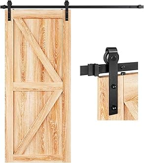 6.6 FT Sliding Barn Door Hardware Track Kit,Basic J Pulley,Slide Smoothly Quietly,Easy Install (6.6FT Track Kit for 36"~40" Wide Single Door)