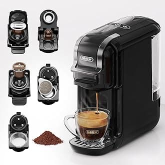 H2B 5-in-1 Pod Coffee Maker - Compatible With 4 Coffee Capsule as Well as Espresso Powder, Makes Iced Coffee, Espresso, Cappuccino, Long Black. Hotel Kitchen Coffee Machine