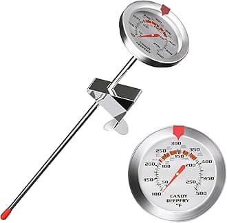 Candy Thermometer and Deep Fry Thermometer with 2 Inch Large Dial, 9 Inch Stainless Steel Probe – Temperature Guide for Candy Making, Frying, Confectionery, Dessert, Chocolate, Jam, and BBQ