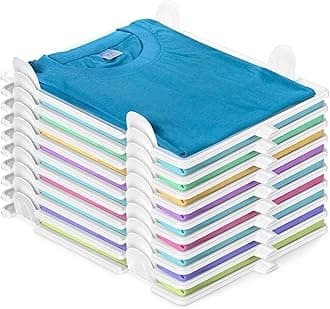 Accenter Tshirt Organizer for Clothes Storage, Stackable Closet Organizer with Easy Access, Shirt Folder Board, Sturdy and Durable, Clothes Folder 10-Pack