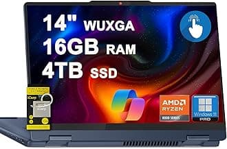 LenovoIdeaPad Flex 5i 2-in-1 Laptop 14" WUXGA Touch AMD 8-core AI-Powered Ryzen 7 8840HS Up to 16 Tops 16GB RAM 4TB SSD for Creator Designer Business Professional Win11Pro ICP Hub Copilot AI PC
