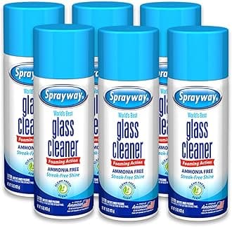 Glass Cleaner Foaming Aerosol Spray, 15oz, Pack of 6 | Ammonia-Free, Streakless, Fast-Acting | Cleans & Polishes Glass Surfaces | Fresh Scent, Removes Fingerprints, Dust, Dirt, Smoke Film