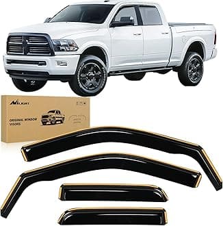 Nilight in Channel Rain Guards for Dodge Ram 1500 2009 2010 2011 2012 2013 2014 2015 2016 2017 2018 Quad Cab, Original Window Deflectors, Vent Window Visors-4pcs