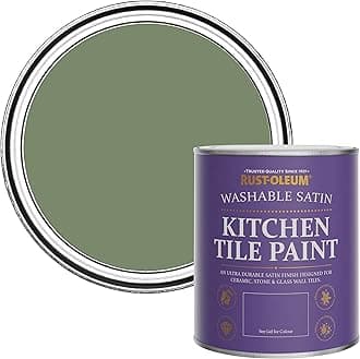 Rust-Oleum Green water resistant Kitchen Tile Paint in Satin Finish - All Green 750ml