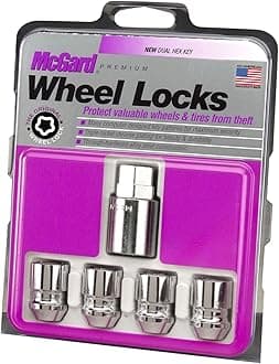 24157 Chrome Wheel Lock Set, Cone Seat, M12x1.5 Thread, 13/16 Key Hex
