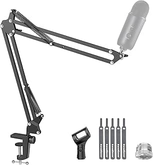 InnoGear Boom Arm Microphone Mic Stand for Blue Yeti HyperX QuadCast SoloCast Snowball Fifine Shure SM7B and Other Mic, Black