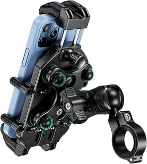 Motorcycle Phone Holder with Vibration Dampener & High-Speed Secure Lock, Anti-Theft Motorcycle Phone Mount Handlebar Cellphone Holder for Bike Bicycle Scooter ATV Fit 5.4''-7.2'' Smartphones