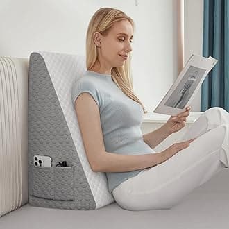 Wedge Pillows 12" Bed Wedge Pillow for Sleeping Acid Reflux After Surgery Triangle Pillow Wedge for Sleeping Gerd Snoring, Air Layer Wedge Cover|Memory Foam Top