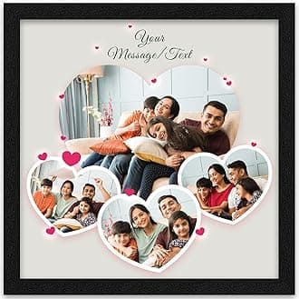 ArtX Valentine's Day Gift Customized Heart Collage Photo Frames for Wall, Personalised Photo Frame with Photo Upload for Bedroom, Living Room