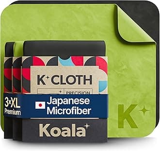 Koala Lifestyle Lens Cleaning Cloth | Japanese Microfiber | Glasses Cleaning Cloths | Eyeglass Lens Cleaner | Eyeglasses, Camera Lens, VR/AR Headset, and Screen Cleaning | Black & Green (Pack of 3)
