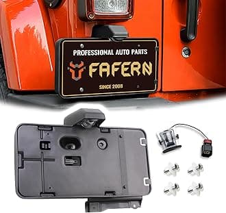 Rear License Plate Holder Frames Bracket with Light Lamp for 2007-2018 Jeep Wrangler JK JKU Sports Sahara Rubicon & Unlimited, License Plates Mounting Bracket, Replace 68064720AA, ABS, Black