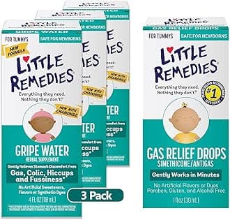 Little Remedies Baby Bundle; 4fl oz Gripe Water (Pack of 3) + Natural Berry Flavor Gas Relief Drops
