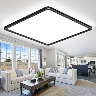 zemty 36W 4200LM 42CM LED Ceiling Light, 3000K/4500K/6000K Black Bathroom Lights Waterproof, Square Flush Modern Ceiling Lighting for Kitchen Bedroom Living Room Office