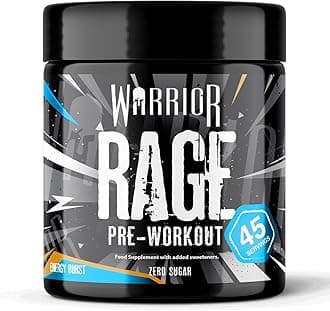 Warrior Rage Pre Workout Powder 392g - High Caffeine Energy & Focus - 45 Servings - Energy Burst | Warrior Supplements