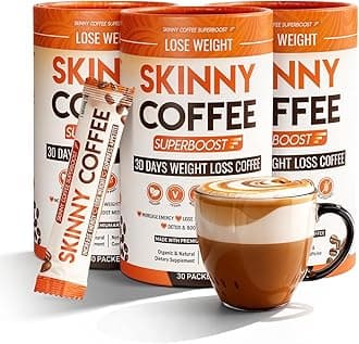 Skinny Coffee Super Boost Weight Loss Coffee, Belly Fat Burner for Women & Men, Sugar-Free Keto Vegan, Reduces Bloating, Supports Energy & Metabolism, Appetite & Cravings Control (90 Servings)