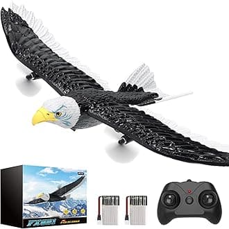 DEERC Rc Plane,Remote Control Eagle Plane,Rtf Airplane,2.4Ghz 2Ch Flying Bird With 2 Batteries&Propeller 6-Axis Gyro Stabilizer,Easy To Fly For Beginners Adults Kids Boys,White