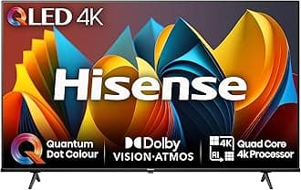 58 Inch 4K QLED Smart TV 58E7NQTUK - Quantum Dot Colour, 4K AI Processor, Dolby Vision Atmos, Smooth Motion, Sports Mode, Vidaa OS with Freely, Youtube, Netflix and Disney+ (2024 Model)
