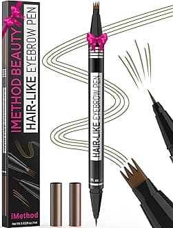 Microblading Eyebrow Pencil - Dual-Ended, 2-in-1 Eyebrow Pencil with 4-Prong Micro Fork Tip & Precise Brush Tip, Light Brown