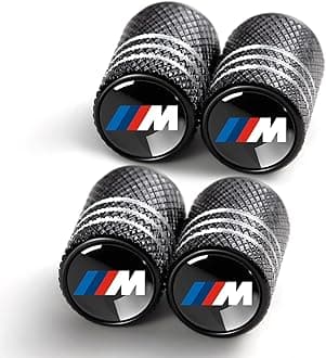 Tire Valve Stem Caps for BMW M 3 5 7 X1 X3 M3 M5 X1 X5 X6 Series Metal Car Wheel Air caps Auto Valve Stem Caps Accessories 4 Pcs Black