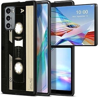 Retro Tapes for LG Wing 5G 6.8" Phone Case, Slim Phone Case for LG Wing (2020), Hard PC Shookproof Wireless Charging Men/Women Cover for LG Wing 5G