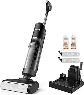 M3 Wet Dry Vacuum Cleaner, Cordless Vacuum Mop All in One for Hard Floors, Lightweight Floor Cleaner for Sticky Messes with Edge Cleaning, Self-Cleaning and Hot Air Drying, Grey