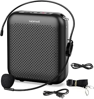 S358 Portable 2000mAH Rechargeable Voice Amplifier with Wired Microphone Headset & Waistband, Personal Microphone and Speaker for Teachers Tour Guides ect (Black)