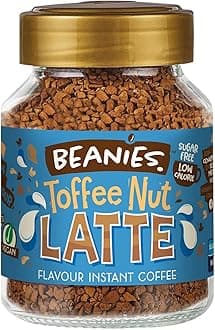 Beanies The Flavour Co Instant Coffee - Toffee Nut Latte, 50g |Low Calorie, Sugar Free|
