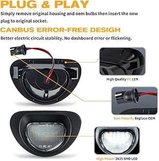 2 Pieces License Plate Light with Bulb Compatible with CITROEN C1, Canbus Error Free, LED License Plate Lights for Peugeot 107