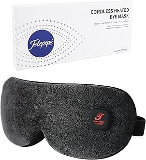 Heated Eye Mask, Cordless Warm Eye Compress for Dry Eyes Blepharitis, Light Blocking Heat Eye Mask for Men Women, 1000mAh Rechargeable Battery and Washable Cover (Black)