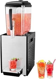 Commercial Beverage Dispenser, 12 L / 12.7 QT Juice Dispenser, 246W 304 Stainless Steel Food Grade Ice Tea Drink Machine with 45°F-54°F Cooling Temperature, for Cold Drink Restaurant Bar Party