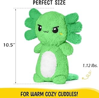 Green Axolotl Microwavable 1.5 lbs Unscented Heating Pad for Women and Kids- Cute Soft Cozy Pillow Plush Heatable Warm Stuffed Animals - Kawaii Hot and Cold Plushie - Axolotl Gifts for Girls and Boys