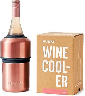 Huski Wine Chiller | Award Winning Iceless Design | Keeps Wine Cold up to 6 Hours | Wine Accessory | Next Generation Ice Bucket | Fits Some Champagne Bottles | Perfect Gift for Wine Lovers (Rosé)