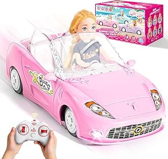 Pink Remote Control Car for Girls, 1:18 Scale RC Cars with LED Light, 2.4 GHZ Pink Truck Toy for Toddlers Kids, Birthday R/C Toys for Boys Girls Aged 4-7 (Batteries Not Included)