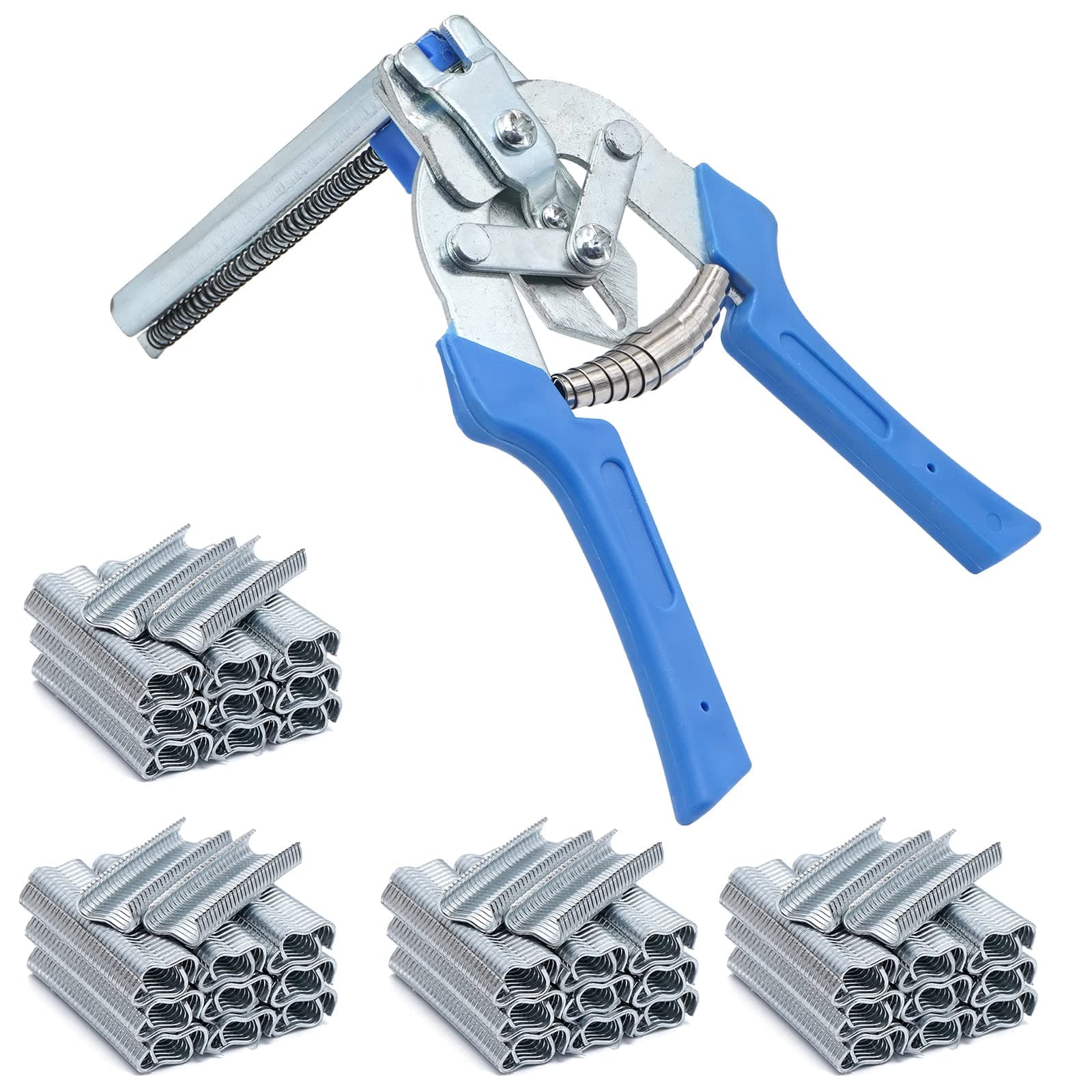 Type M Hog Nail Ring Pliers Kit with 2400pcs M Clips, Hog Ring Pliers Kit Wire Cage Pliers for Fencing, Auto Upholstery, Animal Cages, Car Cushions