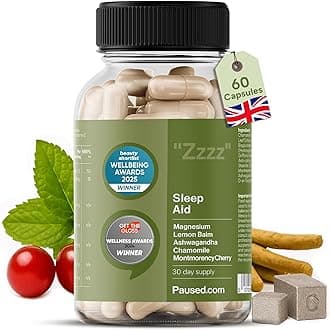 Paused Sleep Aid Supplement - 60 Capsules | 1 Month Supply Sleep Support with Magnesium, Chamomile & Ashwagandha for Natural, Fast & Quality Sleep | Vegan & Gluten-Free | UK
