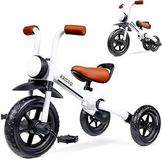 KRIDDO 2-in-1 Kids Balance Bike and Kids Tricycle for 2 to 5 Year Old, Toddler Balance Bike with Detachable Pedals, Tricycles for 3-5 Year Olds with Stitched Soft Grip, White