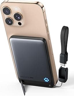 INIU for MagSafe Portable Charger, Ultra Slim 5000mAh Magnetic Power Bank, Qi2 Certified 15W Fast Charging, with USB C Cable & Stand, MagSafe Compatible Battery Pack, for iPhone 17 16 15 14 13 12 Only