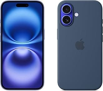Apple iPhone 16 256GB: 5G Mobile phone with Apple Intelligence - Ultramarine + Silicone Case with MagSafe - Denim