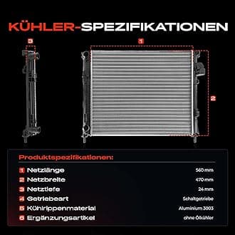 Frankberg Radiator Water Cooler Engine Cooler Manual Transmission Compatible with Primastar X83 1.9L-2.0L 2001-2014 Vivaro A E7 X83 1.9L 2.0L 2001-2014 Trafic II JL 1.9L 2.0L Replace# 2140000QAN