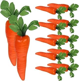 Amosfun 12pcs Plastic Simulation Carrots - Artificial Vegetable for Easter Home Kitchen Party Pub Decoration