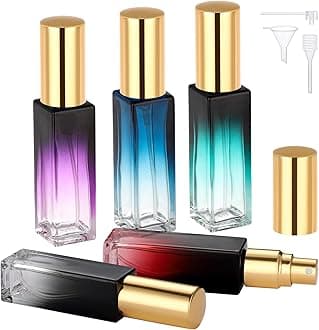 Segbeauty 0.34oz Travel Perfume Bottle Refillable, 5pcs 10ML Mini Glass Perfume Containers with Funnel, Empty Portable Leak-proof Fragrance Bottles Spray Atomizer Pump Bottle Kit for Fragrance