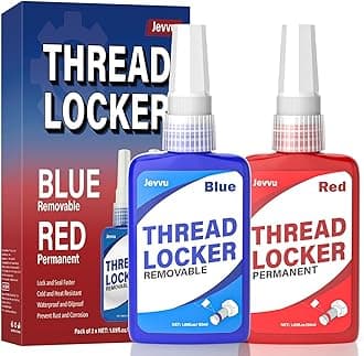 Jevvu Thread Lock Blue and Red, 50mlx2 Thread Locker Medium and High Strength, Lock Tight Threadlock for Nuts, Bolts, Fasteners and Metals, Against Losening and Leakage