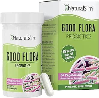 NaturalSlim Good Flora, Probiotics for Women & Men - Gut Health Supplements with 7 Powerful Strains for De-Bloating & Vitality - Probiotics for Digestive Health, 60 Vegetarian Capsules, Solo